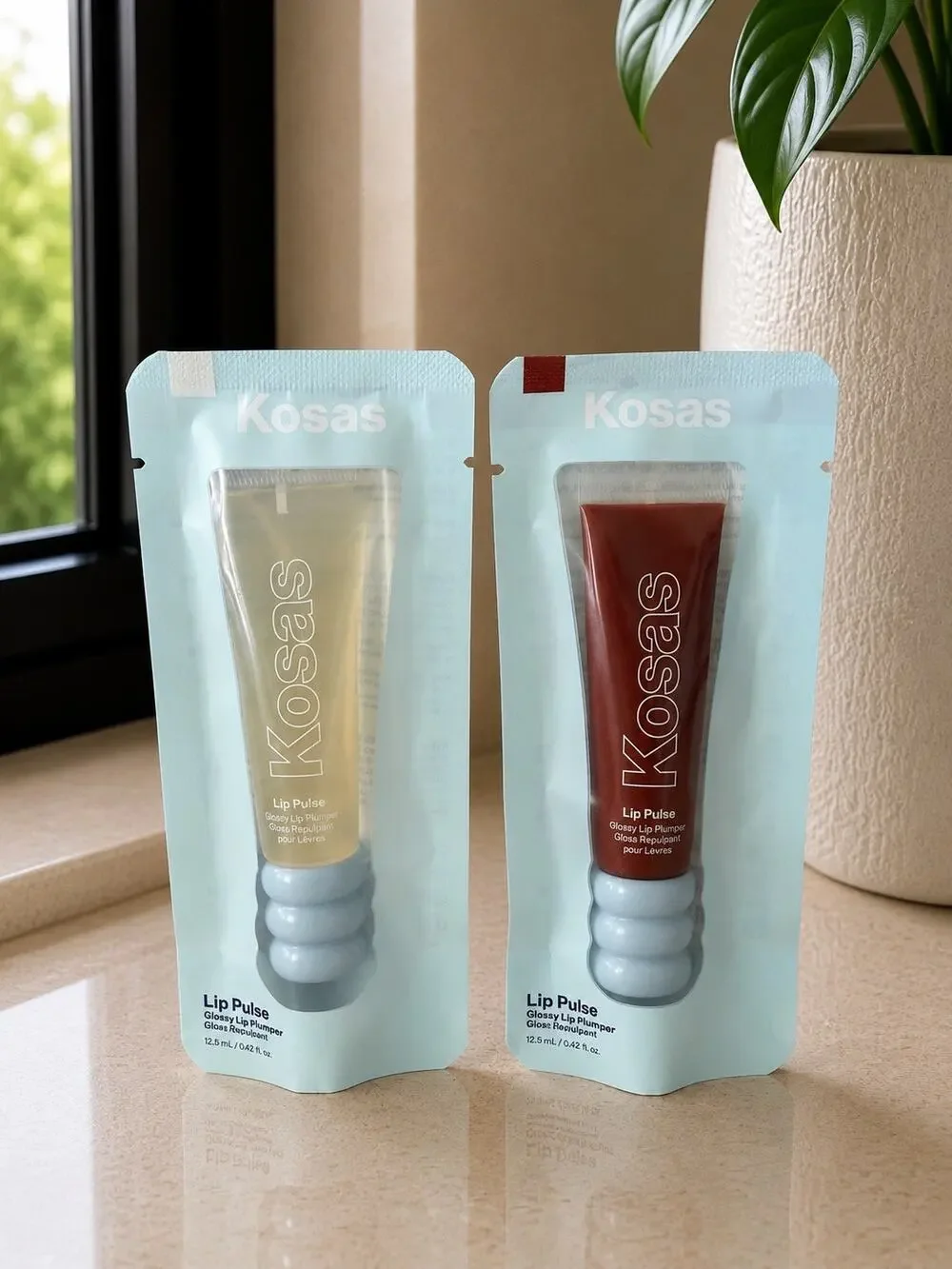 $50 Kosas Lip Pulse Glossy Lip Plumper Bundle of 2 Unspoken & Sixth Sense New